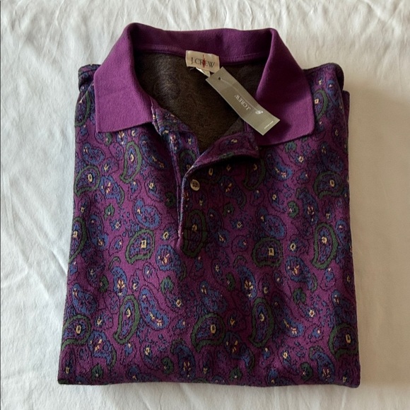 J. Crew Purple Paisley Sweater Polo NWT - Picture 6 of 6